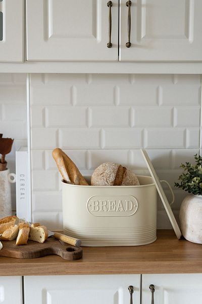 Dekorzdükkan Beige Colored Galvanized Lid Bread Bowl - Dkrz-531, One Size