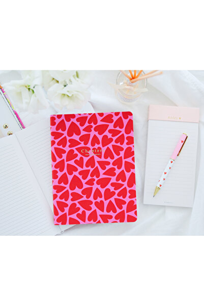 Chapters Cansav Notebook, Pink & Red Hearts
