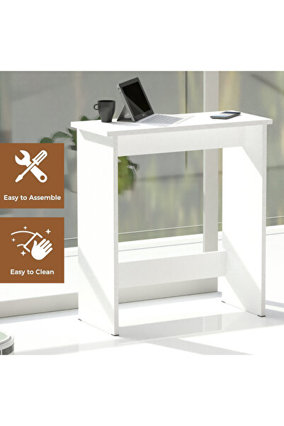 Mahmayi Modern Study Desk with Foot Rest Support,Executive Desks Ideal for Office, White