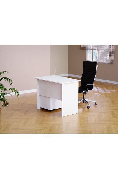 Mahmayi MP1 120x60 Writing Table with Mobile Drawer - Modern Office Desk for Home and Office (White)