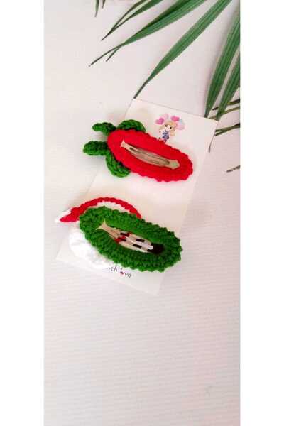 Kadın Girişimciler Atölyesi Christmas New Year Christmas Icons Handmade 2-Piece Snap Buckle (Suitable for Use for All Ages)
