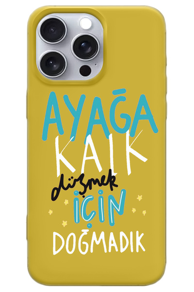 WANNA PROTECT iPhone 16 Pro Max Sarı İçi Kadife Kalk Girl Power Desenli Silik...