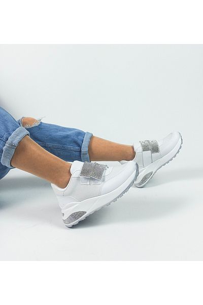 GDT Ayakkabı Pantofi sport combinati pentru mama si copil cu velcro din piatra alba