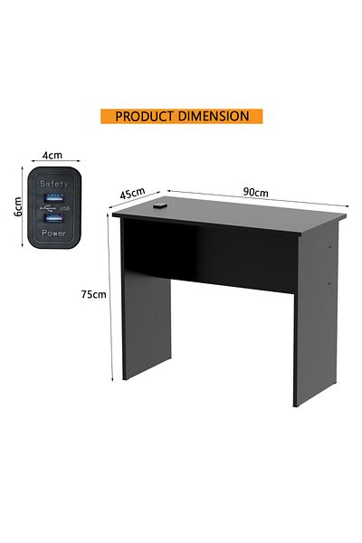 Mahmayi Modern MP1 Study Table, Executive Desk 90x45 with Black BS02 Desktop Socket