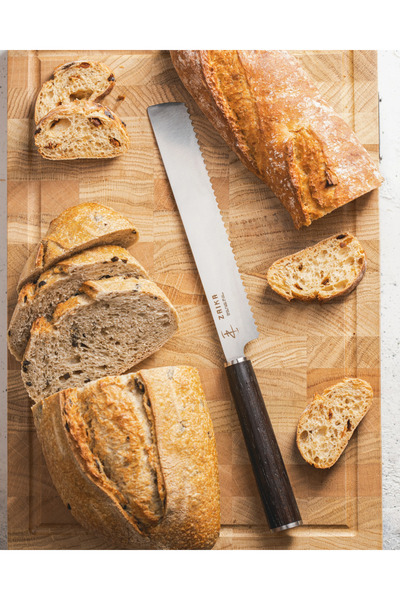 Zaika Ekmek Bıçağı Ahşap Saplı Tırtıklı Tasarım - 21 cm Paslanmaz Çelik