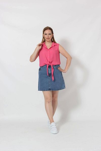 Moda Berray 3253 Sleeveless Tie-Up Shirt Dried Rose