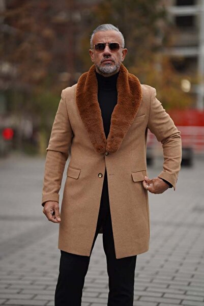 Fc Plus CAMEL YAKASI KÜRKLÜ KABAN