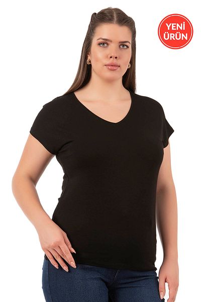 ÖZKAN underwear Özkan 27135 - Flexible and Comfortable Plus Size Short Sleeve Premium Viscose Blouse