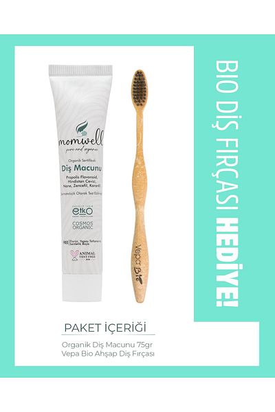 Momwell Organic Oral Care Set with Bio Toothbrush Gift