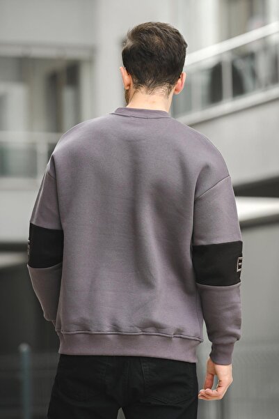 Oksit Estd Three Thread Raised Sleeve Embroidered Front Printed Crew Neck Men's Sweatshirt