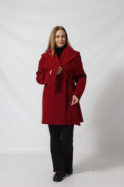 Moda Berray Palton cu glugă, cu curea laterală, cu detaliu de cravată
