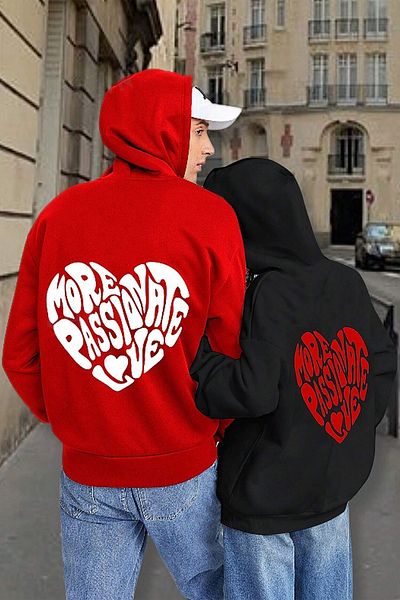 uyguntarz Памучен извънгабаритен суичър с щампи More Love