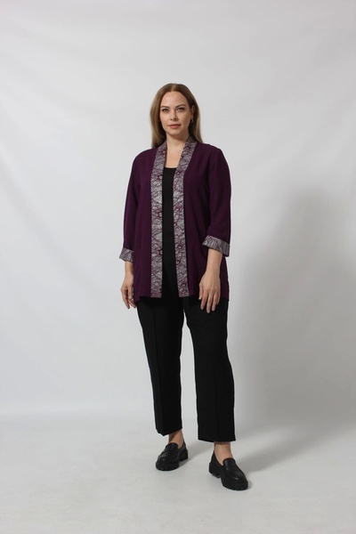 Moda Berray Parlak Detaylı Garnili Büyük Beden Blazer Ceket