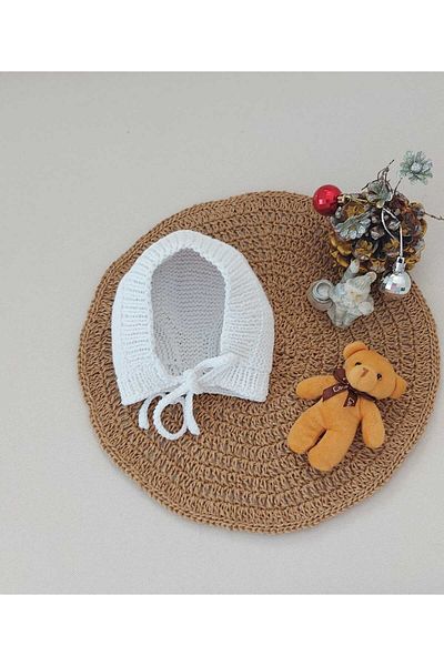BEGİN 0-12 Months Baby Hand Knitted Cotton Lora Hat - Newborn Gift Birth Memory