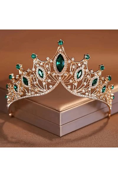 Eva Flore Green Stone Henna Night Crown - Maternity Crown - Engagement Crown