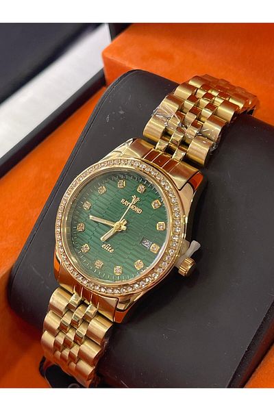 Raymond Steel Cord Gold/Green Color Women's Wristwatch