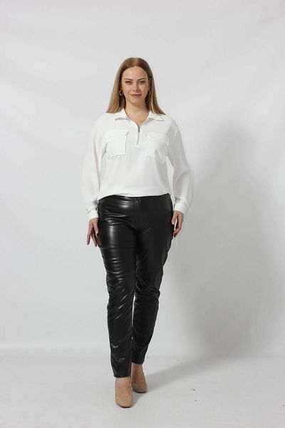 Moda Berray 3272 ZIPPER DETAIL LARGE SIZE LEATHER PANTS