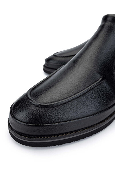 Tamer Tanca Erkek Hakiki Deri Siyah Floter Casual Bot