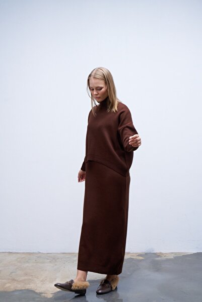 QANU Ayben Brown Knitwear Dress
