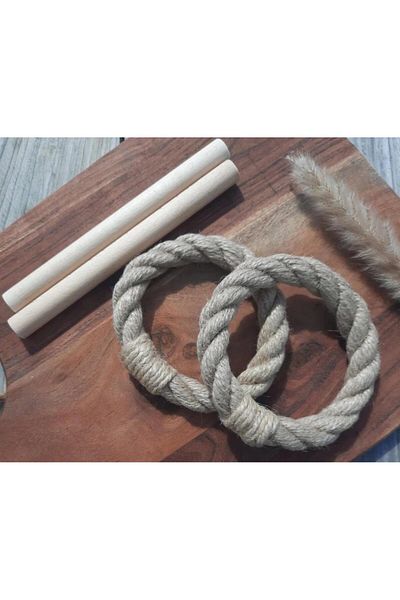 Emtory Home 2 Pieces Round Jute Rope Ornament - Curtain Accessory and Holder