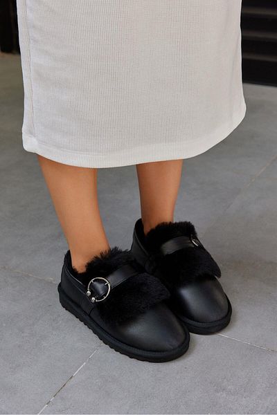 NILUFARR Γυναικείες μπότες Suffle Black από γνήσιο δέρμα Shearling