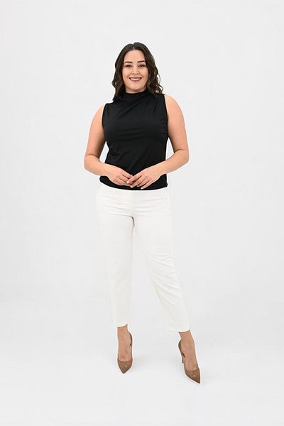 Koza Butik Women's Large Size Drape Detailed Stand Collar Blouse 1851-25