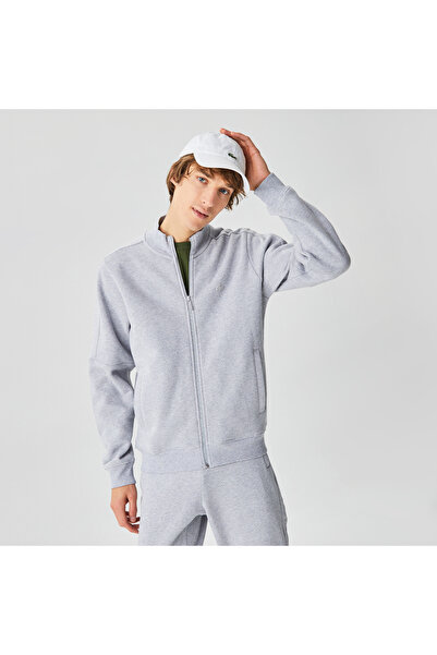 Lacoste Erkek Slim Fit Dik Yaka Fermuarlı Gri Sweatshirt