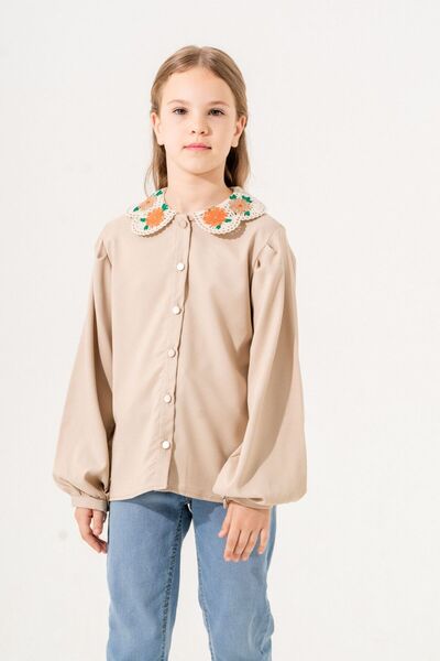 GİYİCEM Kız Çocuk Yakası Dantelli? Gömlek