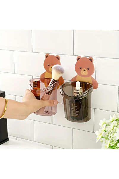 ARVALE 2 Bear Figured Οδοντόβουρτσα Θήκη Organizer και Hanger 2 σε 1 - 2 τεμάχια