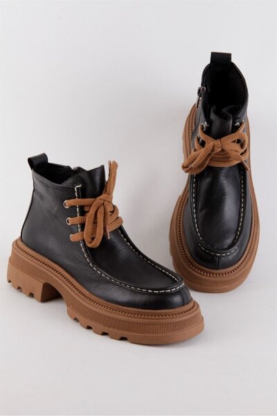 NILUFARR Γυναικείες μπότες Gabriela Black από γνήσιο δέρμα