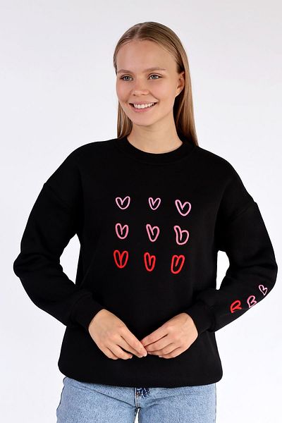 Rays 9175m Black Heart Embroidered Bike Collar Sweat