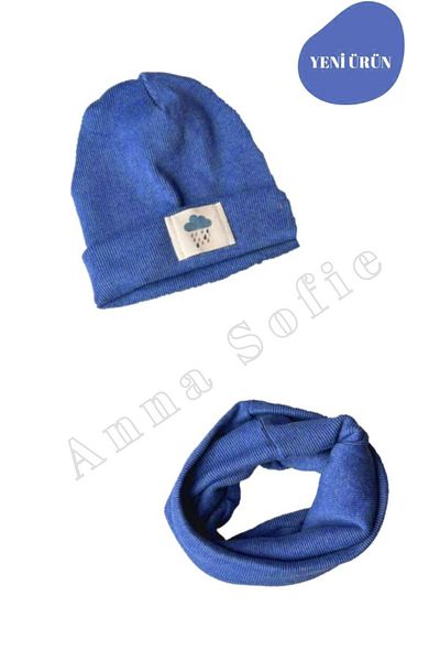 anna sofie Unisex Indigo (1-5 LET) Žebrovaný 100% bavlněný kulichový límec ke krku (CENA LASNMAN)