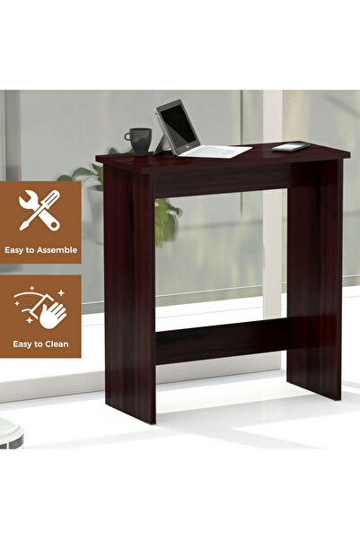 Mahmayi Study Desk with Foot Rest Support, Executive Desks Ideal for Home and Office - Dark Walnut