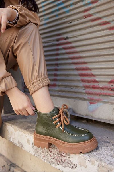NILUFARR Γυναικείες μπότες Gabriela Dark Green από γνήσιο δέρμα