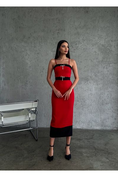 GİZONLY Rochie fără bretele cu panglică cu pietre