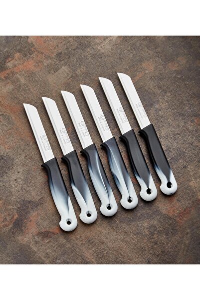 ONON Serrated Fruit Knife with Hanger, Set of 6 - Marbled Black-White