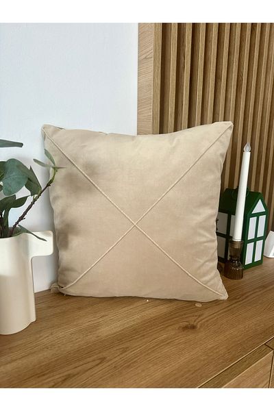 Decamor home Husă de pernă simplă din catifea bej