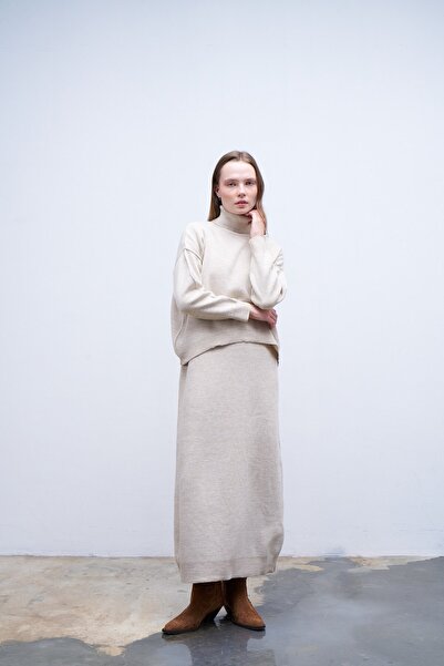 QANU Beige Ayben Knitwear Dress