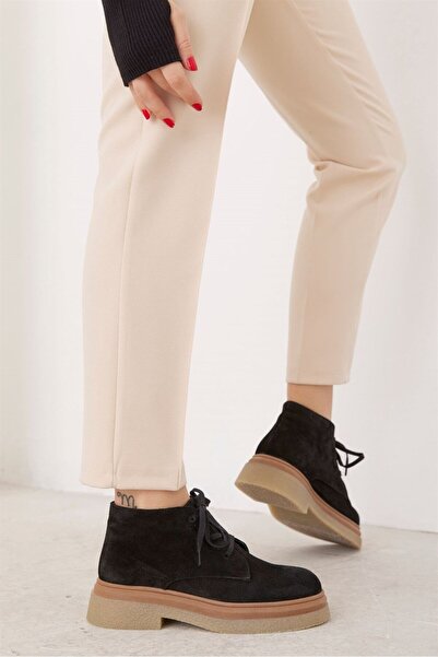 NILUFARR Marcela Black Suede Leather Women's Boots