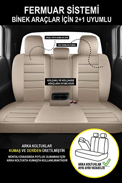 GM-DESIGN Jet Beige Leather Volkswagen Polo 1995-2009 Compatible Car Seat Cover