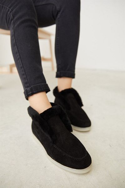 NILUFARR Γυναικεία παπούτσια Damimi Μαύρα Γνήσια Suede Fur