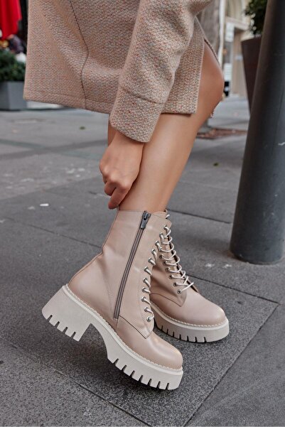 NILUFARR Barrymore Nude Genuine Leather Heeled Women's Shoes