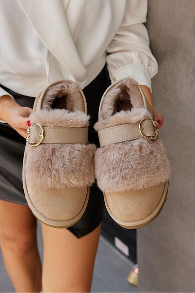 NILUFARR Γυναικείες μπότες Suffle Beige από γνήσιο δέρμα Shearling