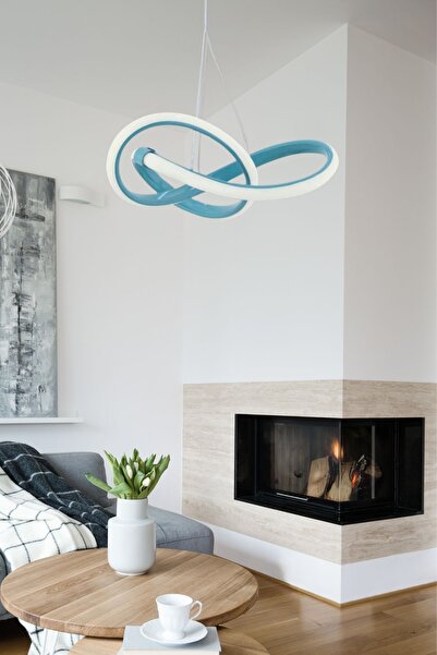 Rarossa Bonna Modern Tekli Mavi Sarkıt Led Gün Işığı Power Ledli Salon Mutfak Oda Hol Ledli Avize