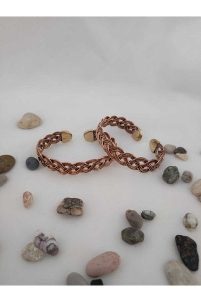 BŞK VİRGO 17 cm Model Knitted Copper Bracelet