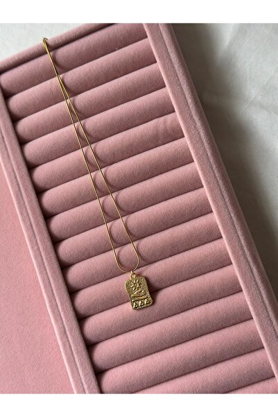 MİOSAPRİVE Kabartmalı Vintage Çelik Tarot Şans Kolyesi