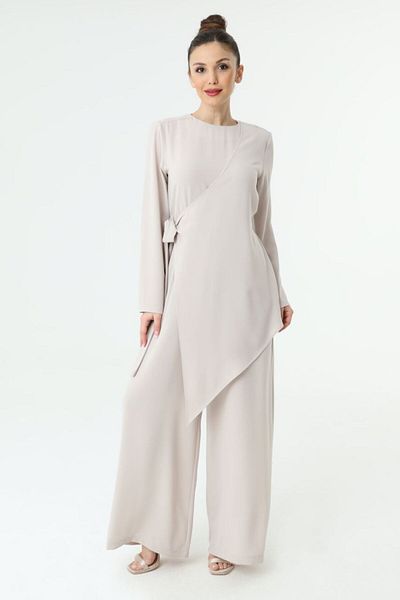 Puane Cyln12444 Point Crepe Fabric Covered Tesetury Jumpsuit