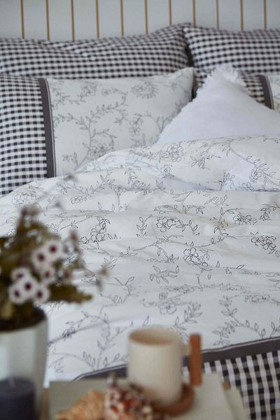 TEKSTİLDENİZİ Istanbul Riva Double Pique Duvet Cover Set - Antra