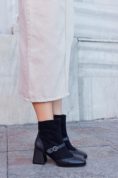 NILUFARR Γυναικεία παπούτσια με τακούνι Montenegro Black Suede