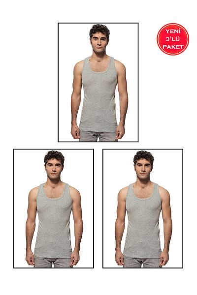 ÖZKAN underwear Özkan 0113 3 Pack Boy Rib 100% Cotton Waiter Boy Flexible Comfortable Thick Strap Athlete